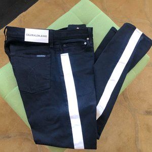 Calvin Klein Black Slim Fit Jeans w/White Side Stripe